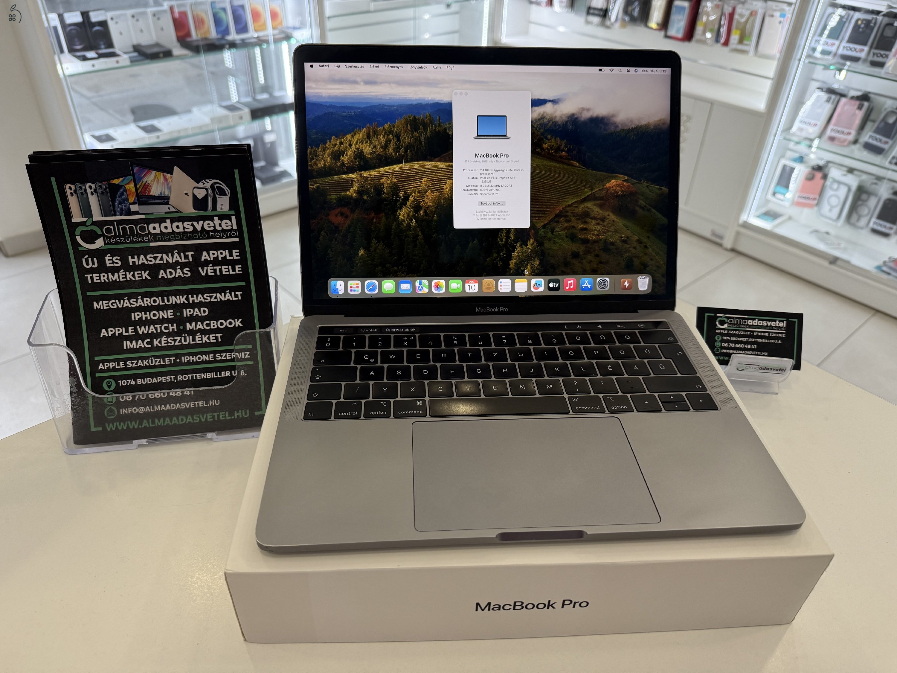 MacBook Pro 2019/8GB/256ssd/1-3 hónap gar./Akku 85%/Magyar/p3917