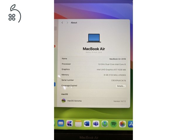 Jó állapotú, asztroszürke Macbook Air 2018 256 Gb eredeti dobozzal, kábellel és 30W töltőfejjel