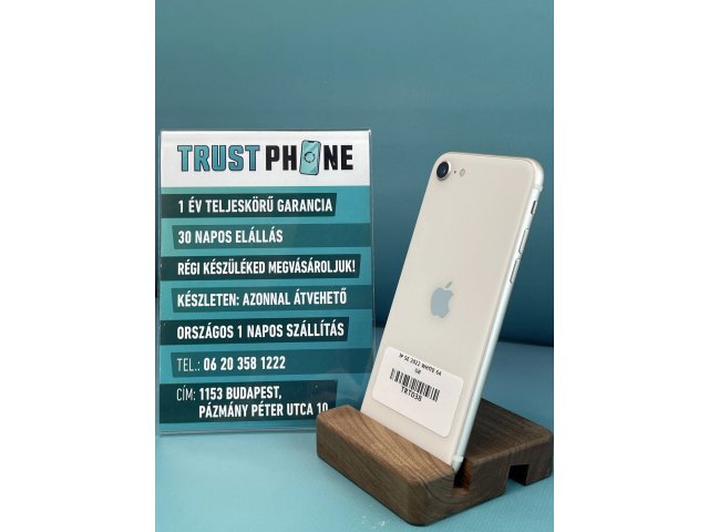 !! 1 ÉV GARANCIA !! iPhone SE (2022) White 64 GB – TRT038 – 100% AKKU