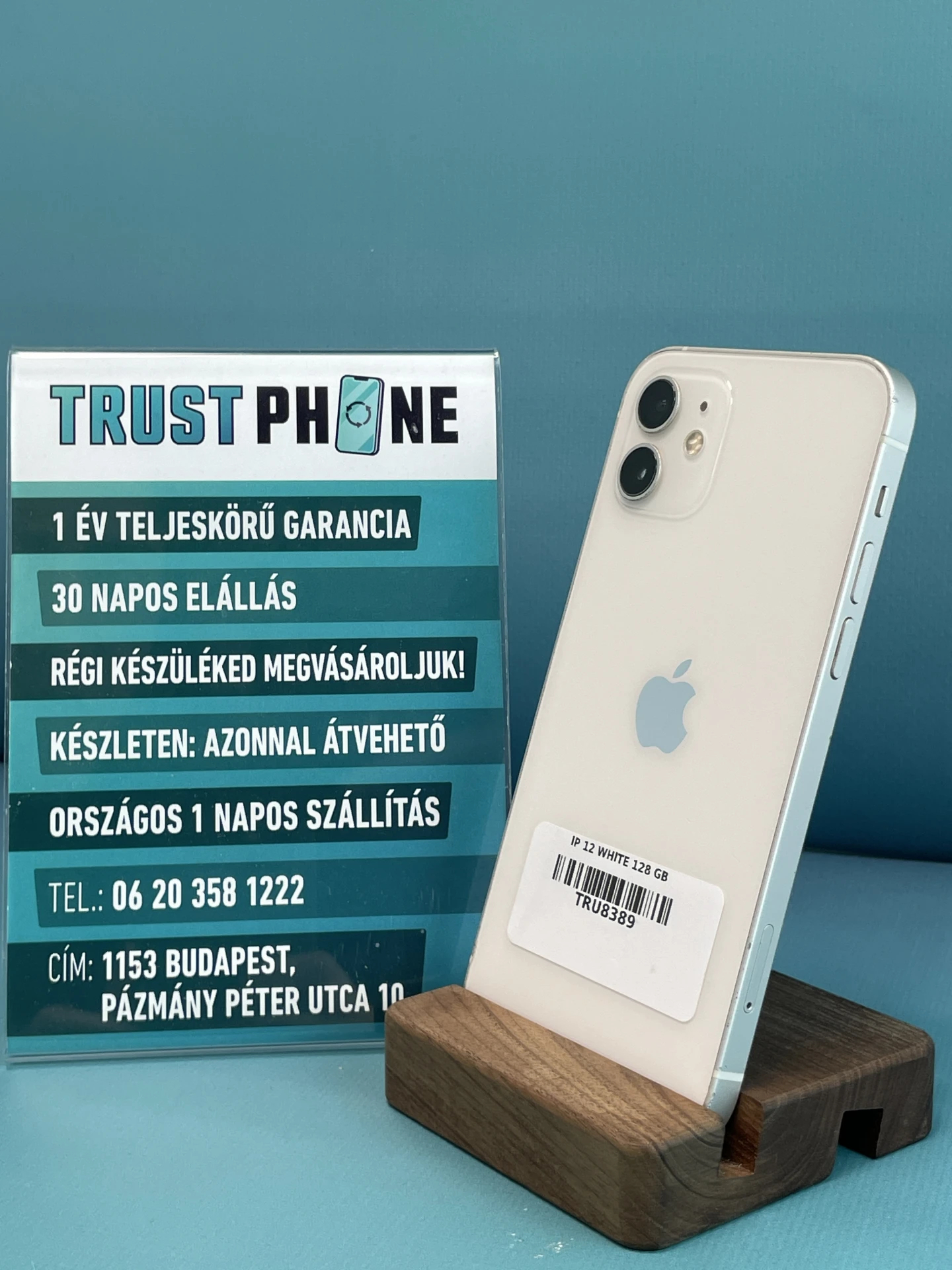 !! 1 ÉV GARANCIA !! iPhone 12 White 128 GB – TRU8389 – 100% AKKU