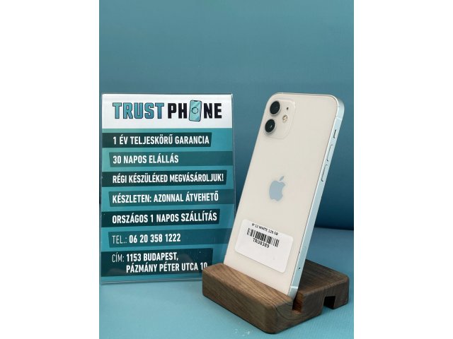 !! 1 ÉV GARANCIA !! iPhone 12 White 128 GB – TRU8389 – 100% AKKU