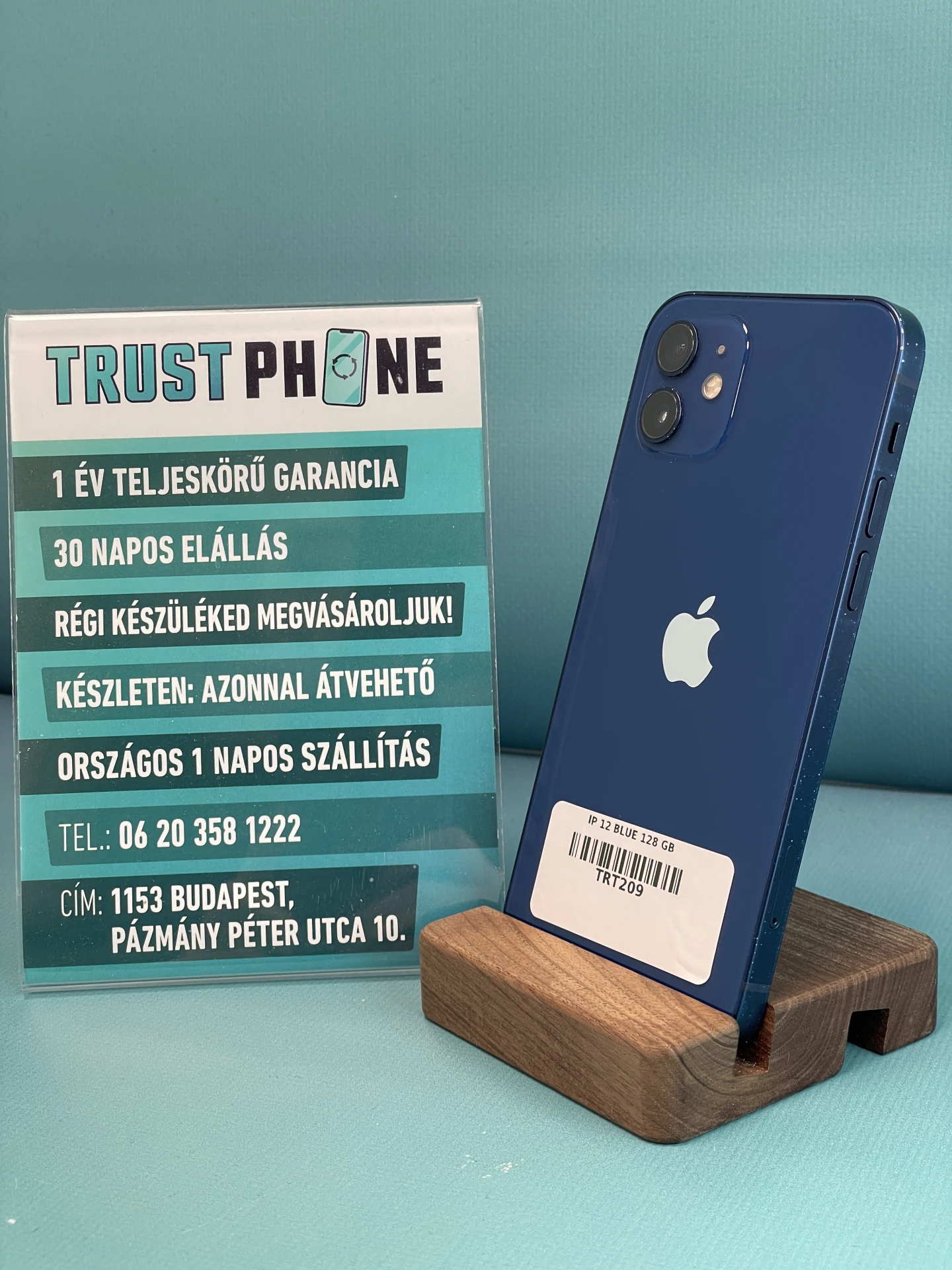 !! 1 ÉV GARANCIA !! iPhone 12 Blue 128 GB – TRT209 – 100% AKKU