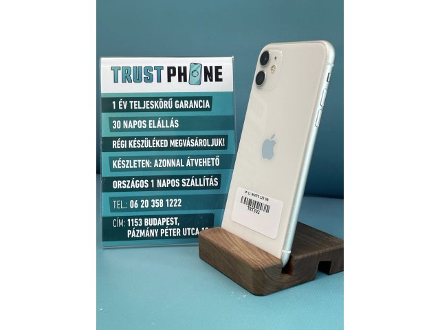 !! 1 ÉV GARANCIA !! iPhone 11 White 128 GB – TRT303 – 100% AKKU