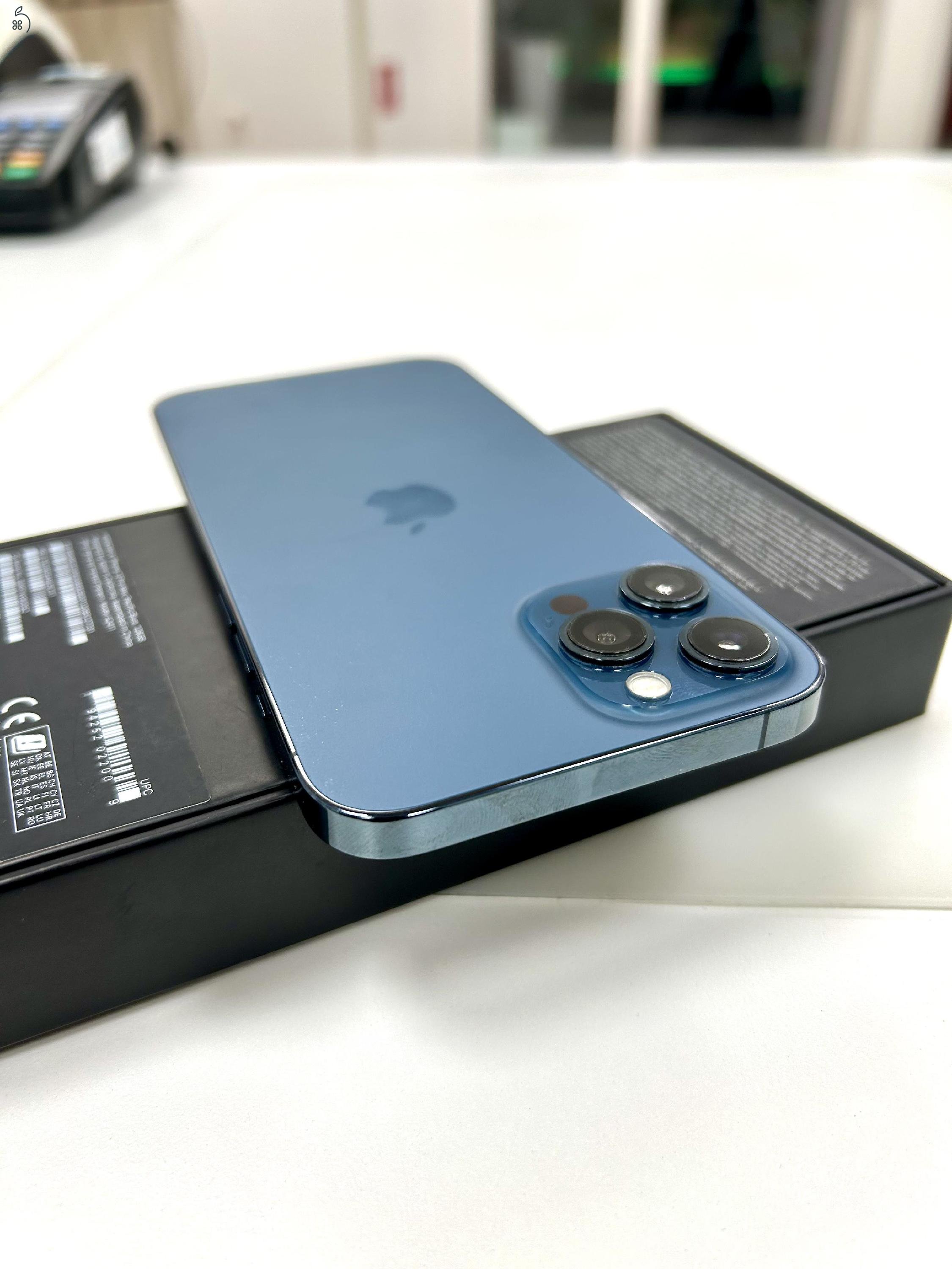 iPhone 12 Pro MAX 128gb Pacific Blue Új Akku 100%! 3 Hó Gar + Beszámítás 