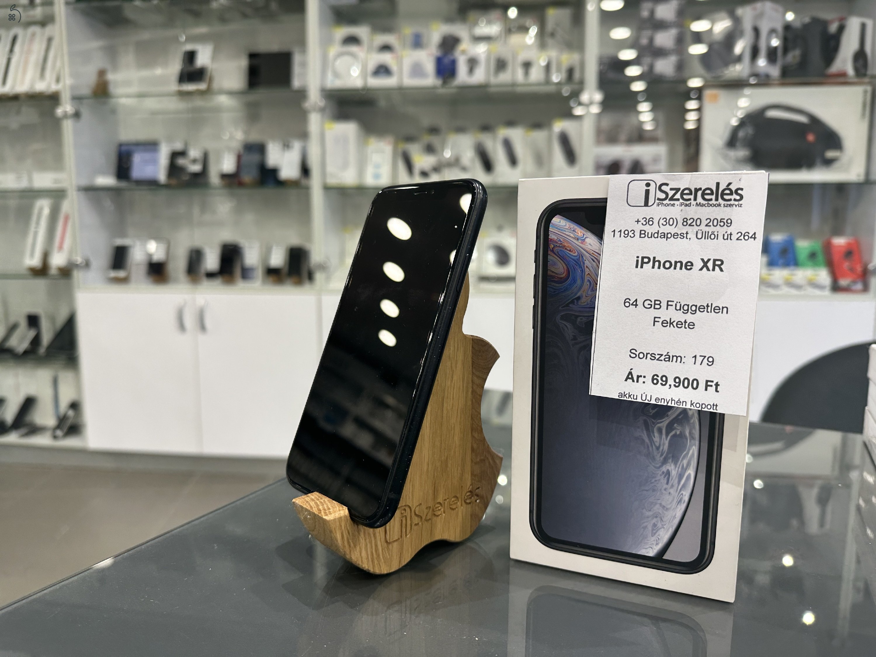 Garanciás iPhone XR 64 GB független fekete új akkumulátorral (179) iSzerelés.hu