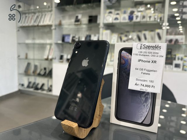 iPhone XR 64 GB független fekete ÚJ AKKUMULÁTORRAL | Garanciával (180) iszerelés.hu