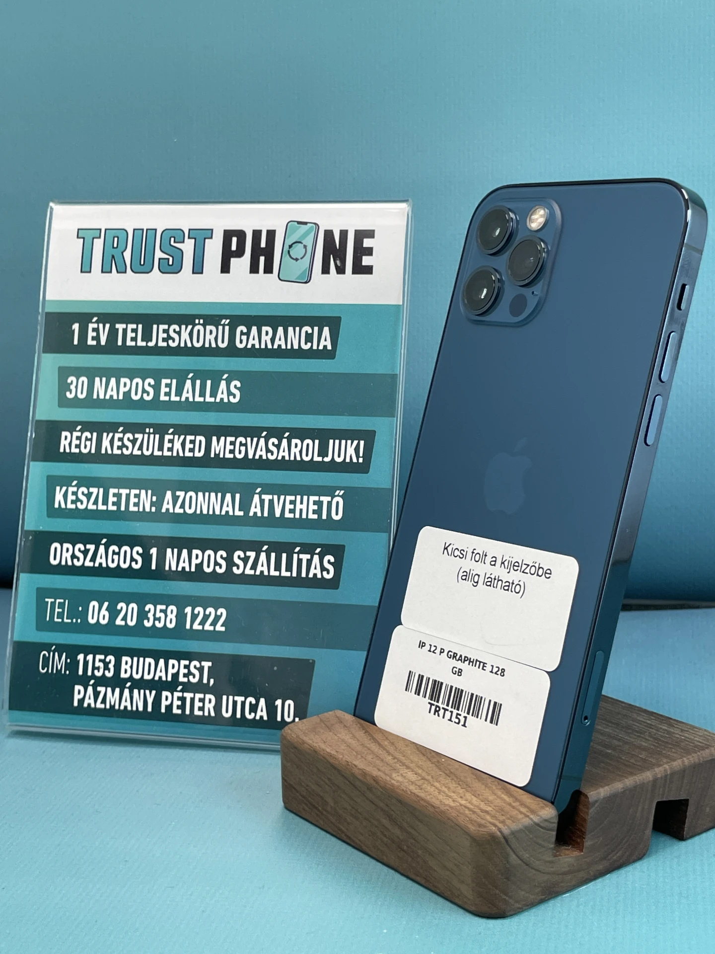 !! 1 ÉV GARANCIA !! iPhone 12 Pro Graphite 128 GB – TRT151 – 100% AKKU