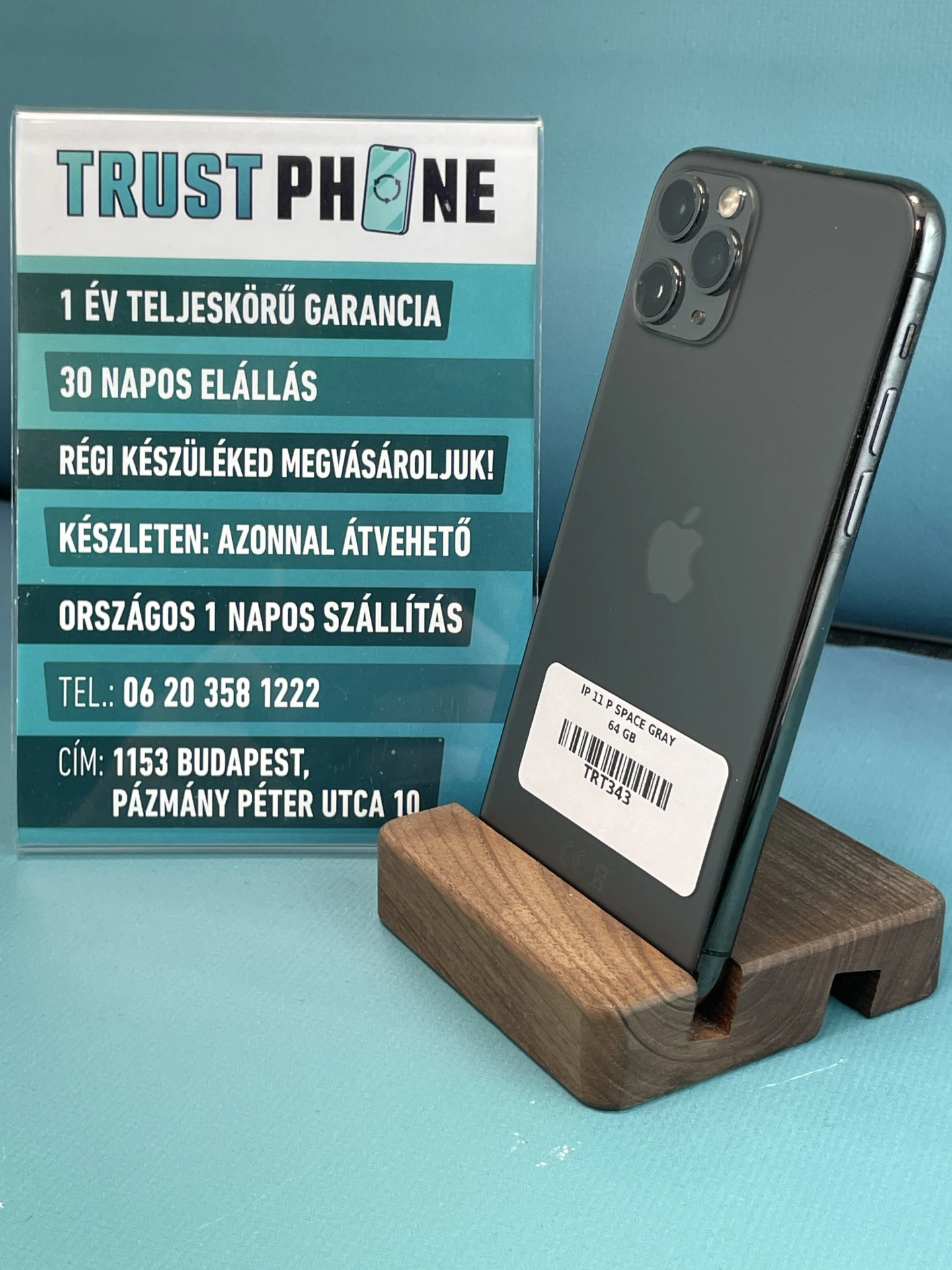 !! 1 ÉV GARANCIA !! iPhone 11 Pro Space Gray 64 GB – TRT343 – 100% AKKU