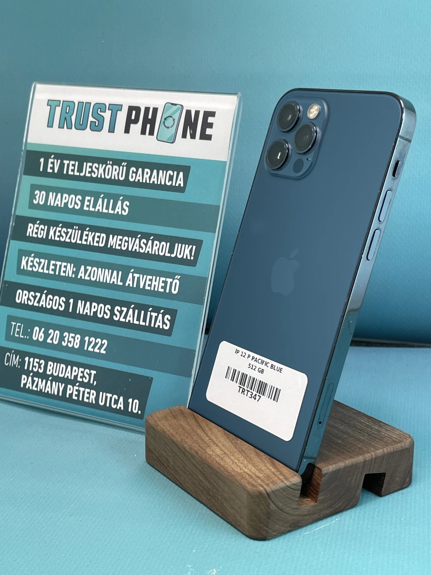 !! 1 ÉV GARANCIA !! iPhone 12 Pro Pacific Blue 512 GB – TRT347 – 100% AKKU