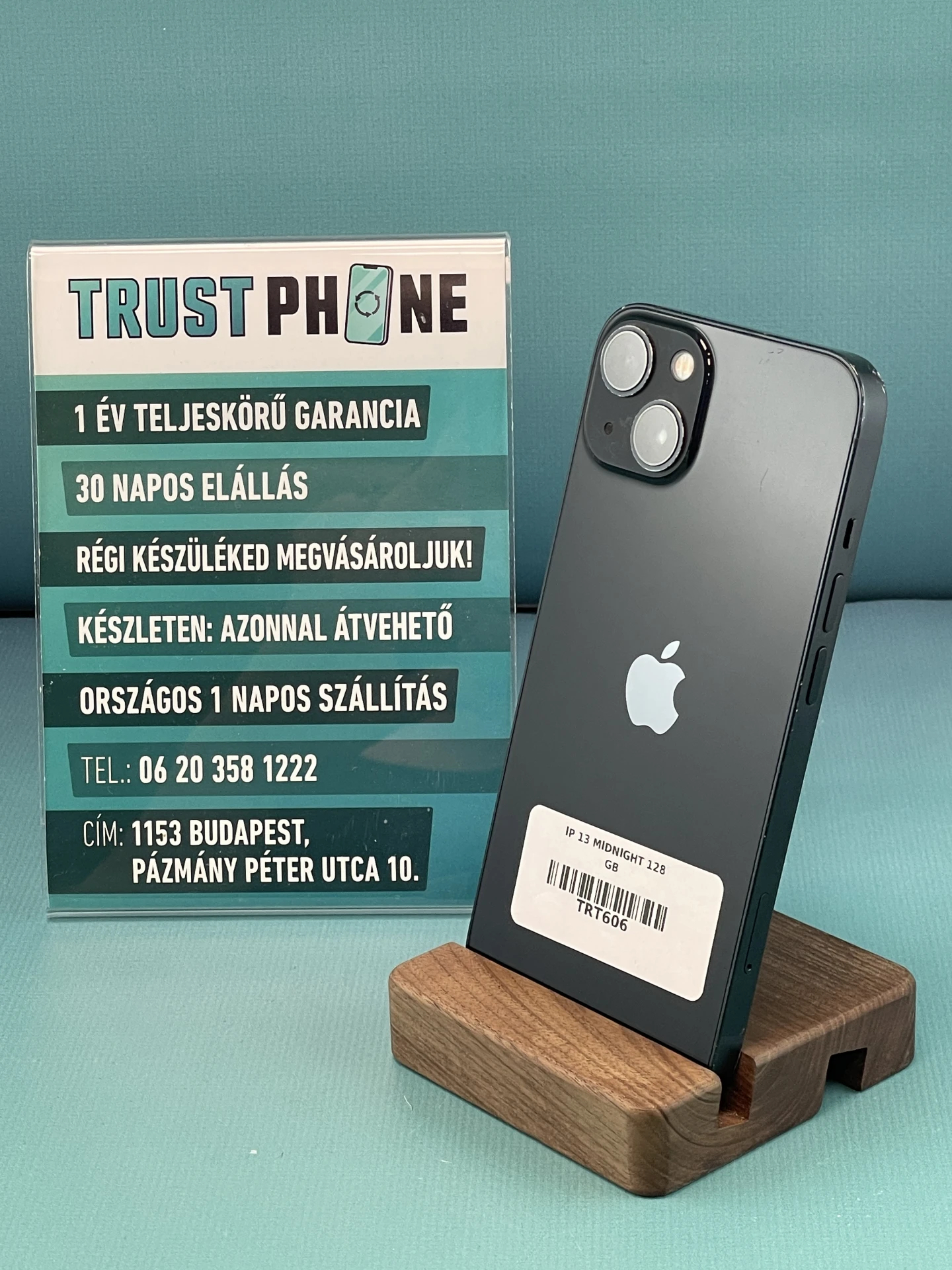 !! 1 ÉV GARANCIA !! ! AKCIÓ ! iPhone 13 Midnight 128 GB – TRT439 – 92% AKKU