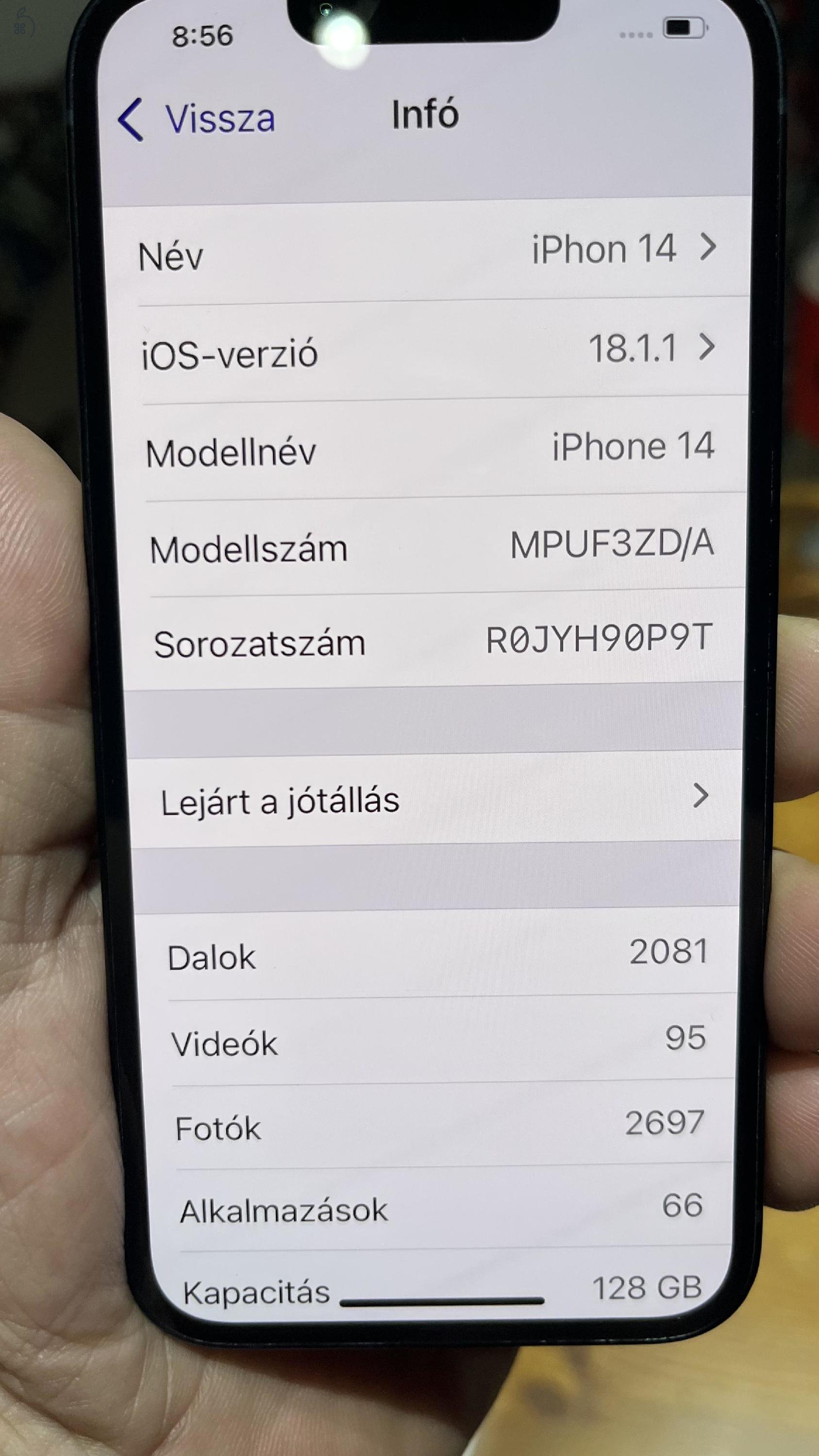 Újszerű iPhone 14 128GB fekete