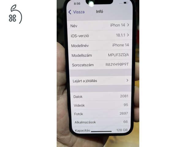 Újszerű iPhone 14 128GB fekete