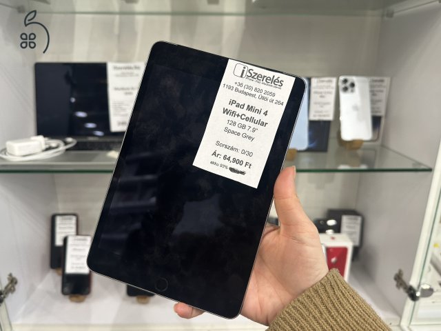 Makulátlan 128 GB-os iPad Mini 4 Cellularos kivitel (0/30) iSzerelés.hu