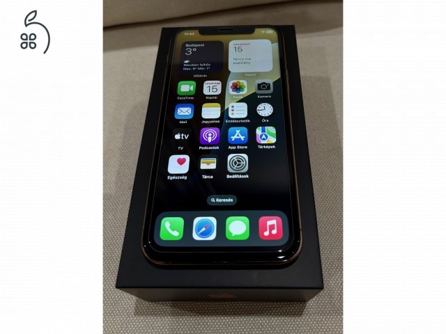 iPhone 11 Pro, 256GB, arany, független, gyári dobozában, eredeti Apple töltő és Apple kábel