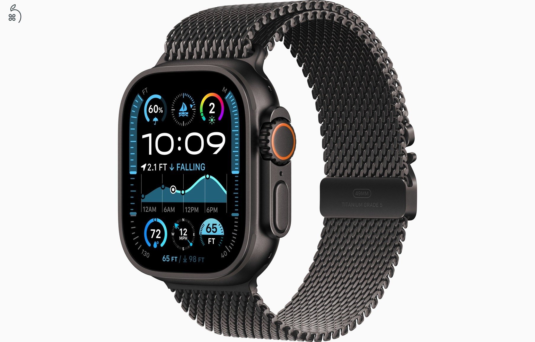 BONTATLAN Új Apple Watch Ultra 2 - Titán cellular Black 49 mm Milanaise black DEÁK TÉRNÉL Átvehető.