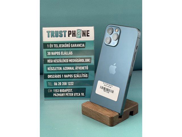 !! 1 ÉV GARANCIA !! iPhone 12 Pro Max Pacific Blue 128 GB – TRT158 – 100% AKKU