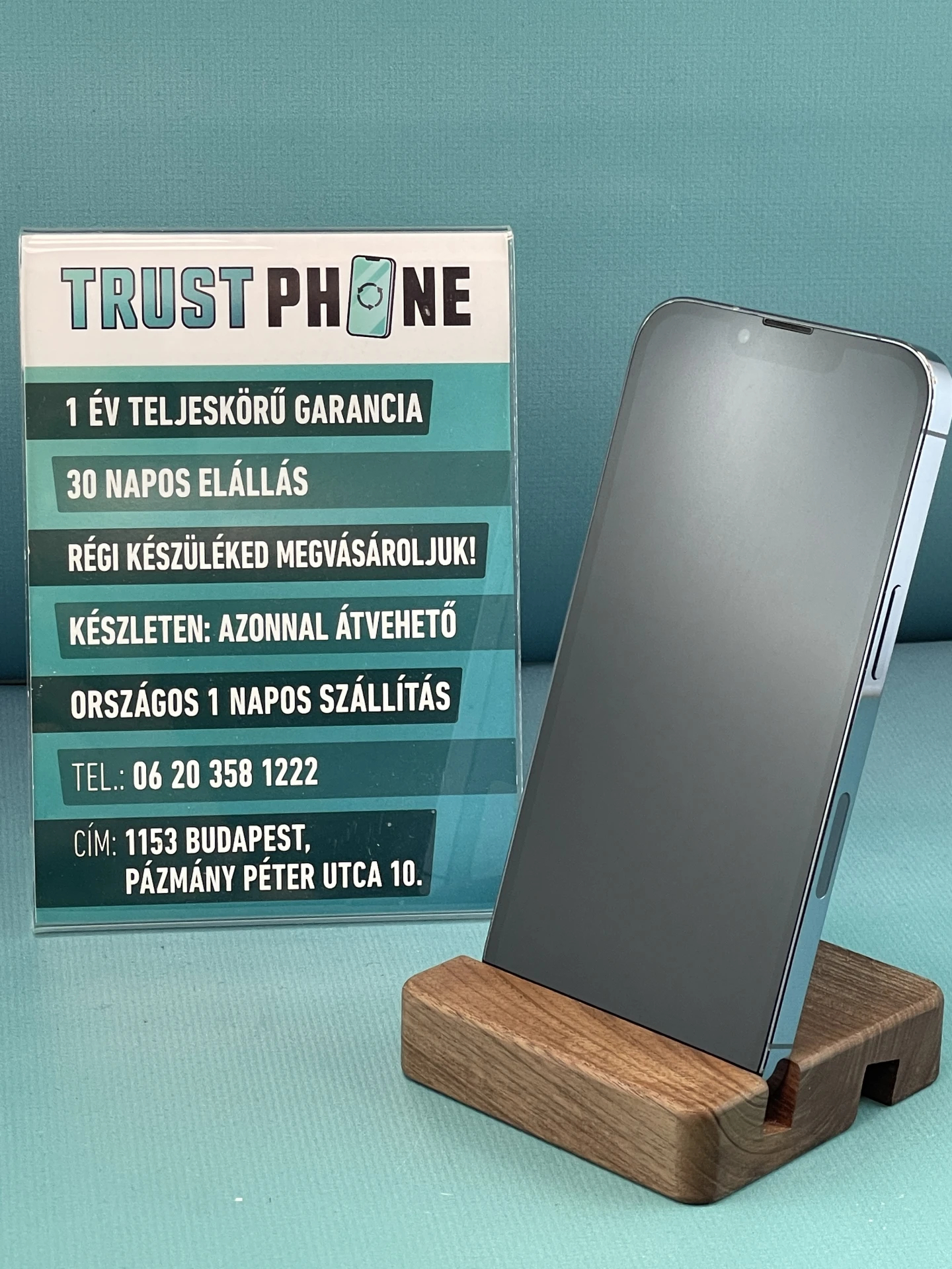 !! 1 ÉV GARANCIA !! iPhone 13 Pro Blue 128 GB – TRT349 – 100% AKKU