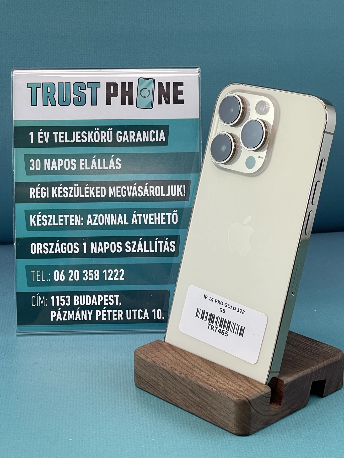 !! 1 ÉV GARANCIA !! iPhone 14 Pro Gold 128 GB – TRT465 – 85% AKKU