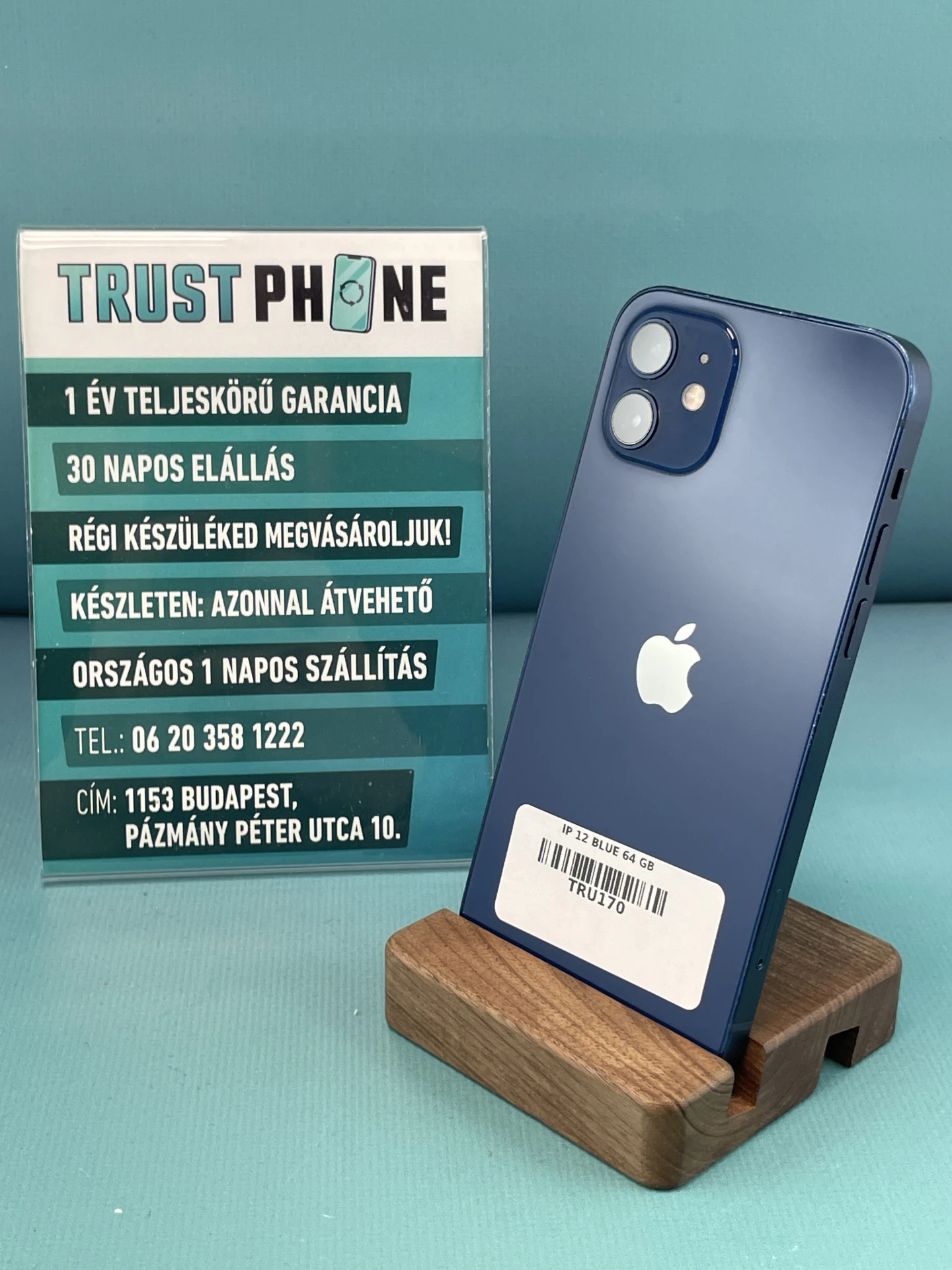 !! 1 ÉV GARANCIA !! iPhone 12 Blue 64 GB – TRU170 – 100% AKKU