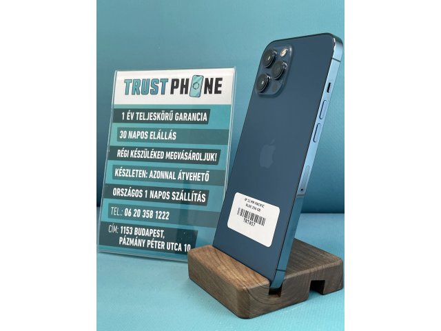 !! 1 ÉV GARANCIA !! iPhone 12 Pro Max Pacific Blue 256 GB – TRT457 – 100% AKKU