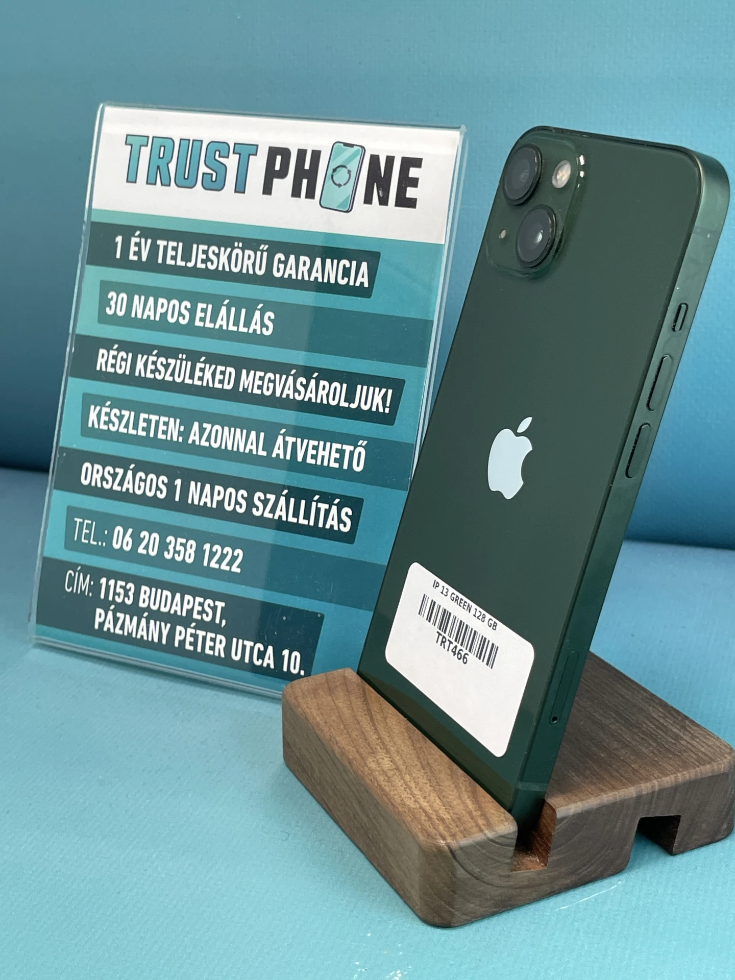 !! 1 ÉV GARANCIA !! iPhone 13 Green 128 GB – TRT466 – 100% AKKU