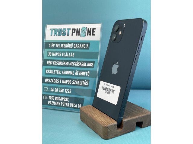 !! 1 ÉV GARANCIA !! ! KARÁCSONYI AKCIÓ ! iPhone 12 Black 64 GB – TRT502 – 88% AKKU