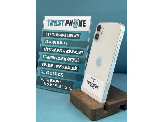 !! 1 ÉV GARANCIA !! iPhone 12 Mini White 128 GB – TRT508 – 100% AKKU