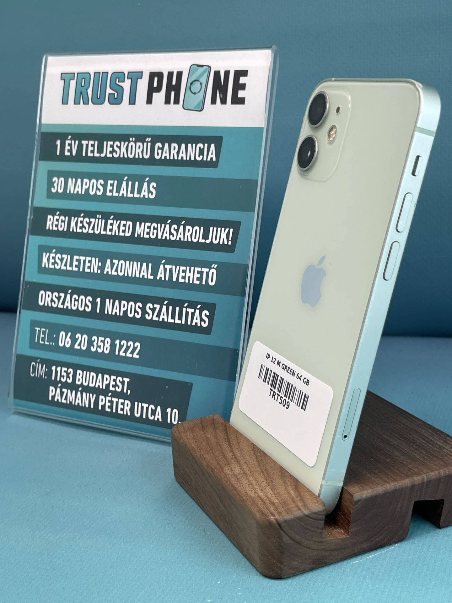 !! 1 ÉV GARANCIA !! iPhone 12 Mini Green 64 GB – TRT509 – 100% AKKU