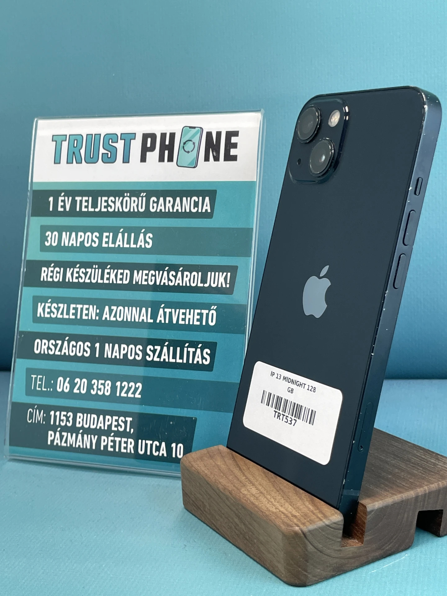 !! 1 ÉV GARANCIA !! iPhone 13 Midnight 128 GB – TRT537 – 100% AKKU