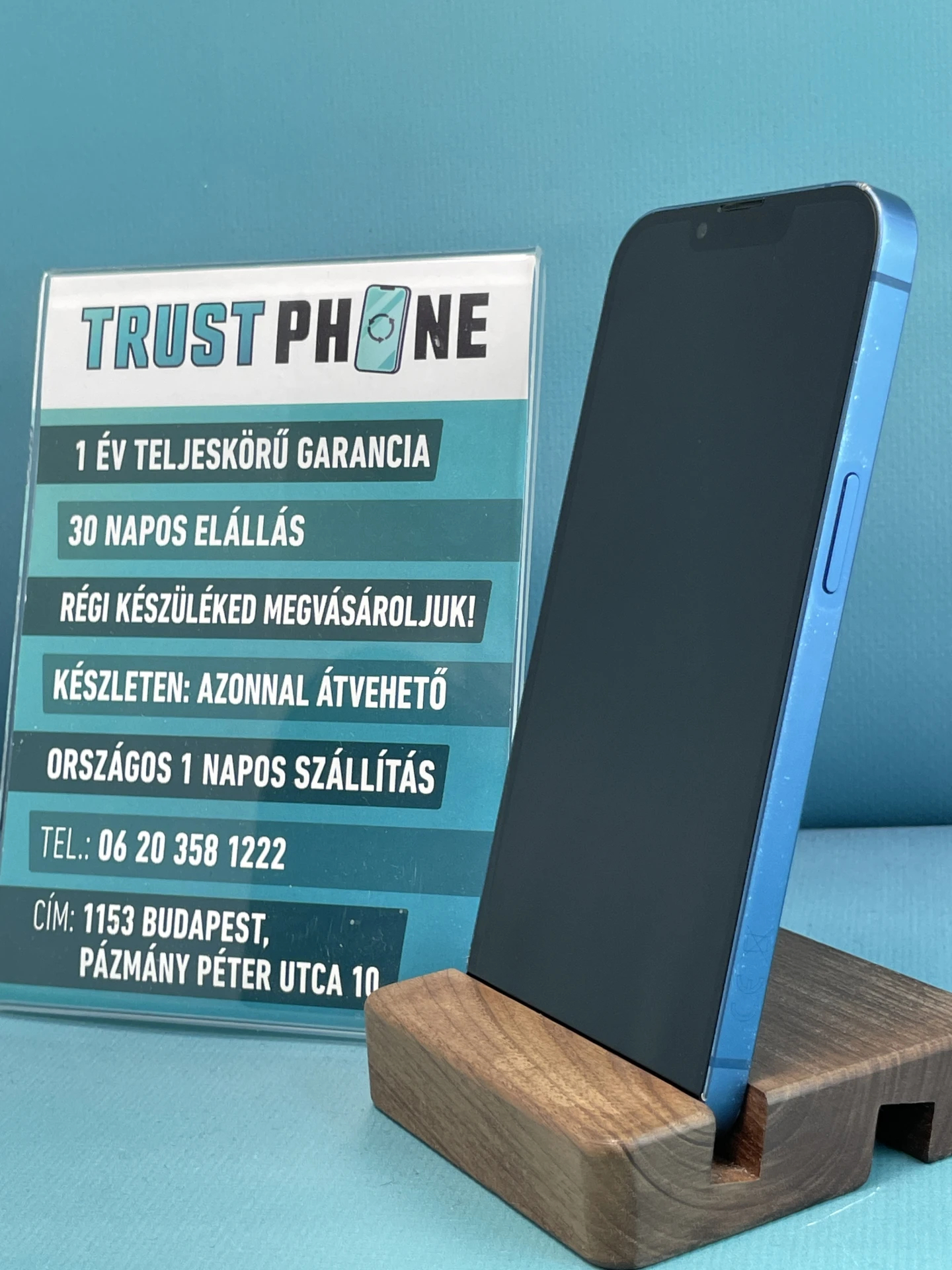 !! 1 ÉV GARANCIA !! iPhone 13 Blue 128 GB – TRT539 – 100% AKKU