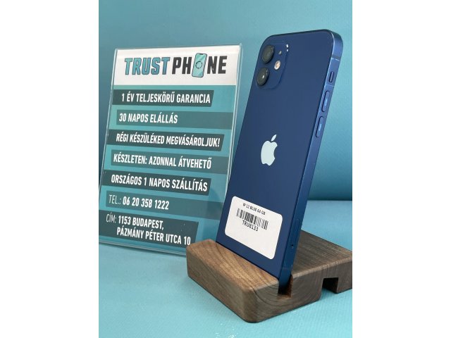 !! 1 ÉV GARANCIA !! iPhone 12 Blue 64 GB – TRU8133 – 100% AKKU