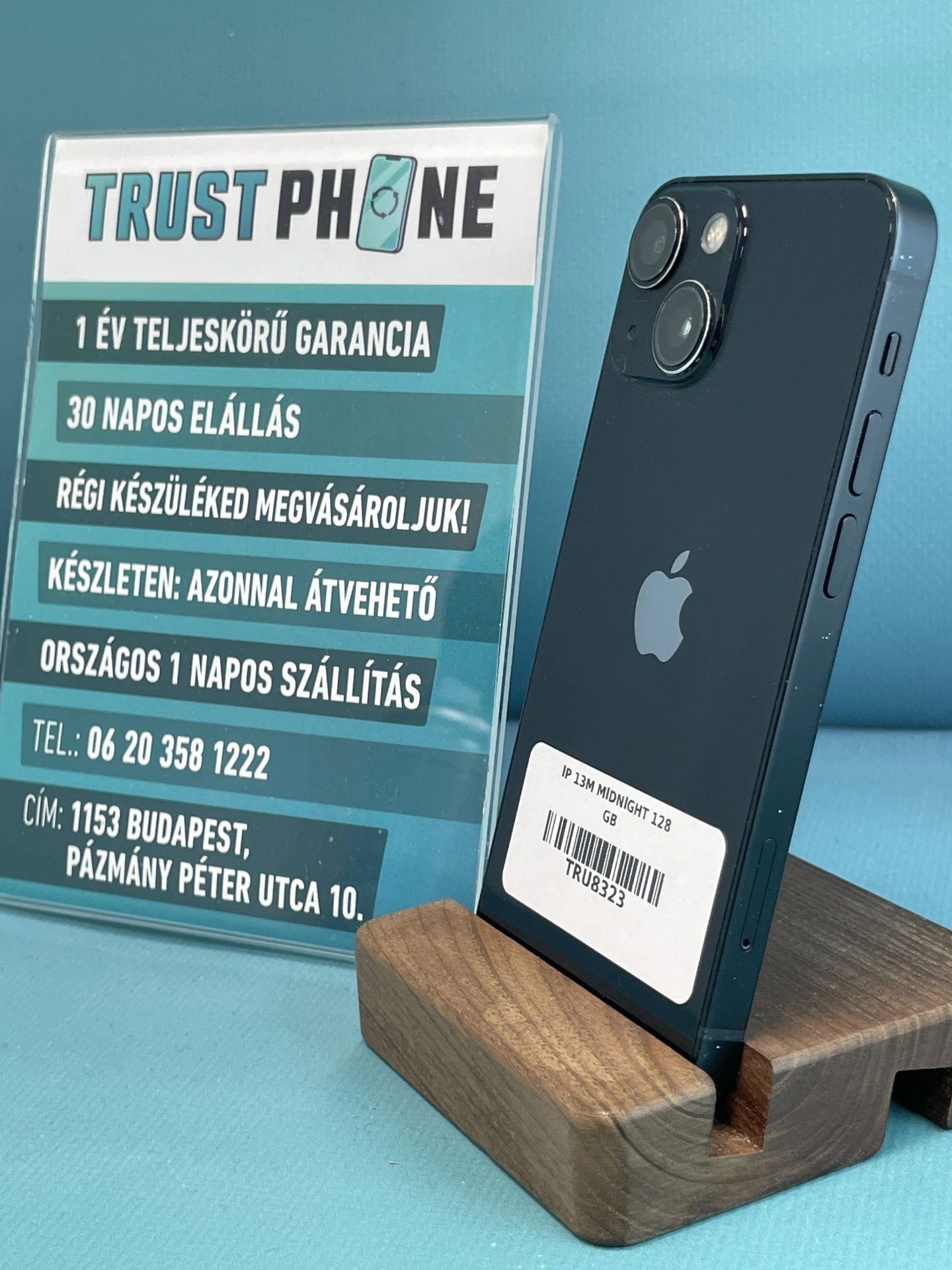 !! 1 ÉV GARANCIA !! iPhone 13 Mini Midnight 128 GB – TRU8323 – 100% AKKU