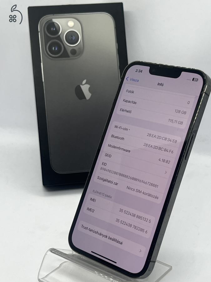 Iphone 13 Pro 128GB Grafit, nagyon jó AKKU, Üzletből Garanciával