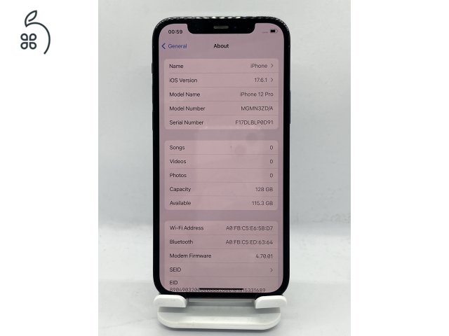 Iphone 12 Pro 128GB Kék, Független 100% Új AKKU, Üzletből Garanciával
