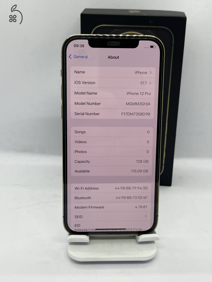 Iphone 12 Pro 128GB GOLD, Független 100% Új AKKU, Üzletből Garanciával