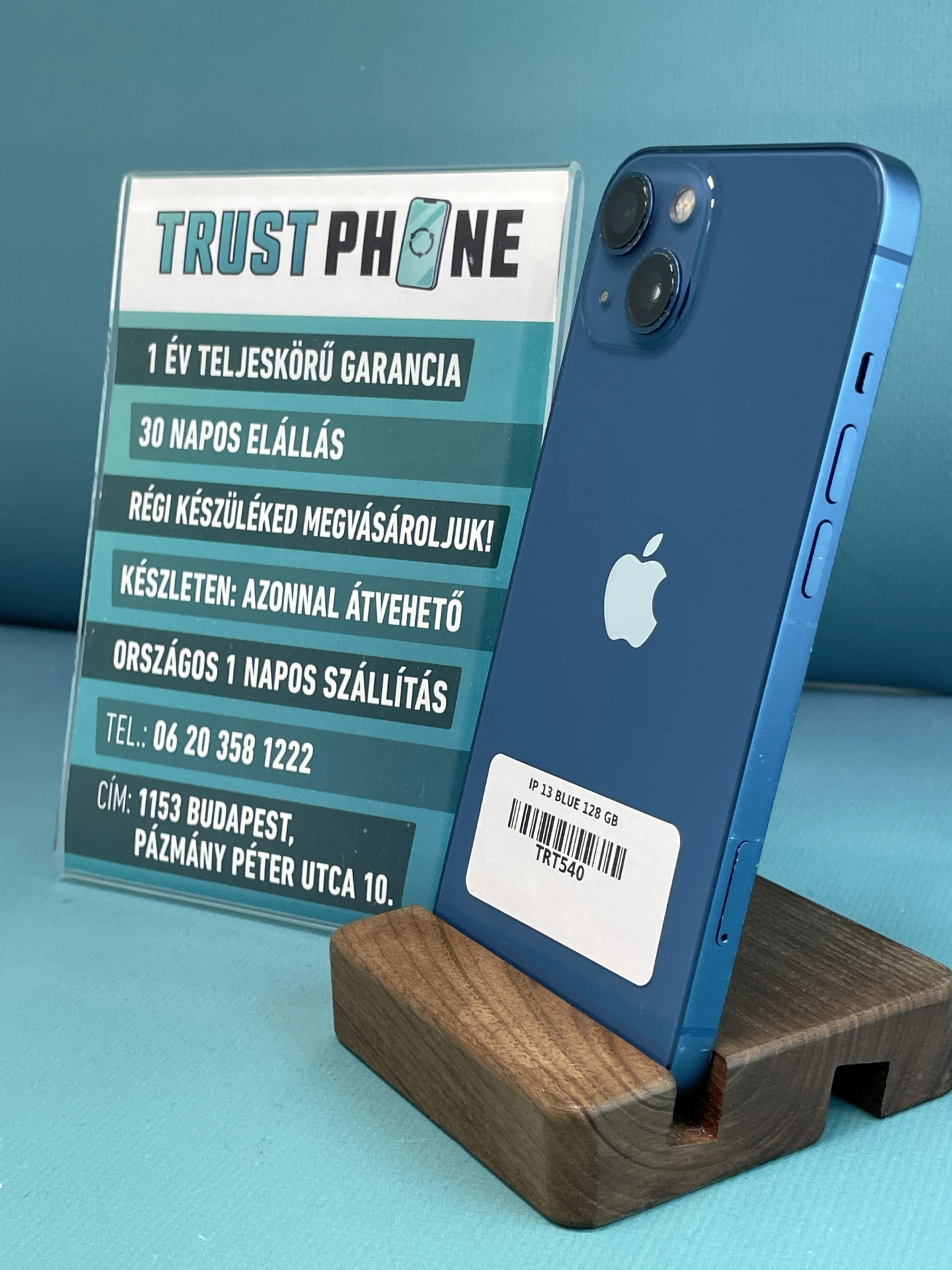 !! 1 ÉV GARANCIA !! iPhone 13 Blue 128 GB – TRT540 – 100% AKKU