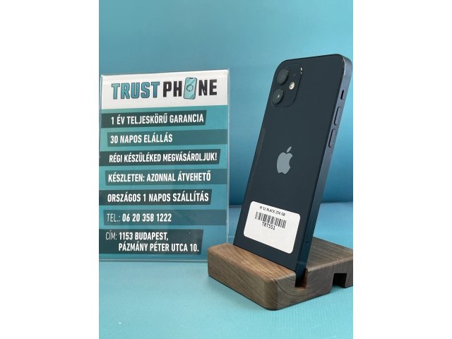 !! 1 ÉV GARANCIA !! iPhone 12 Black 256 GB – TRT551 – 100% AKKU