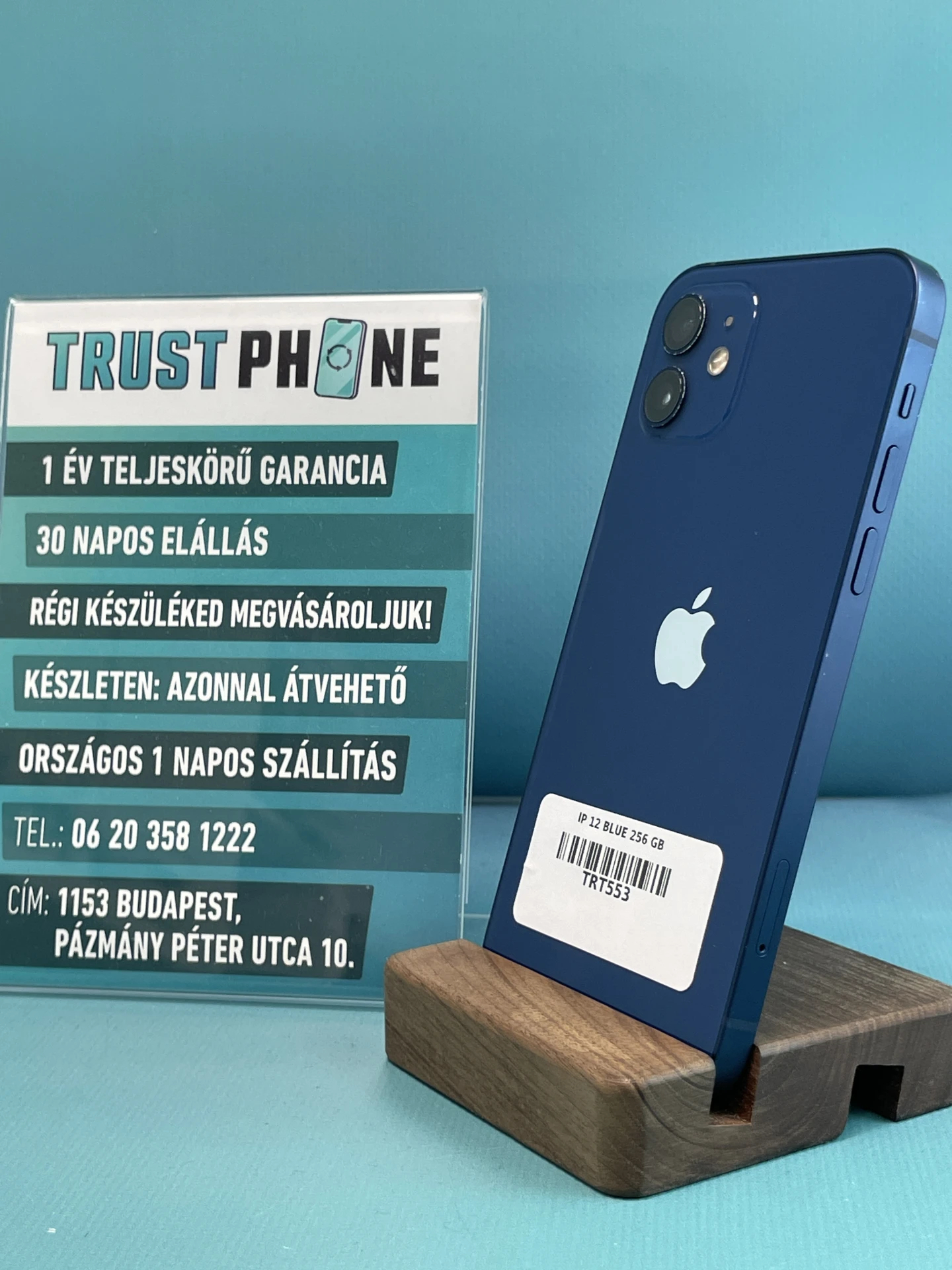 !! 1 ÉV GARANCIA !! iPhone 12 Blue 256 GB – TRT553 – 92% AKKU