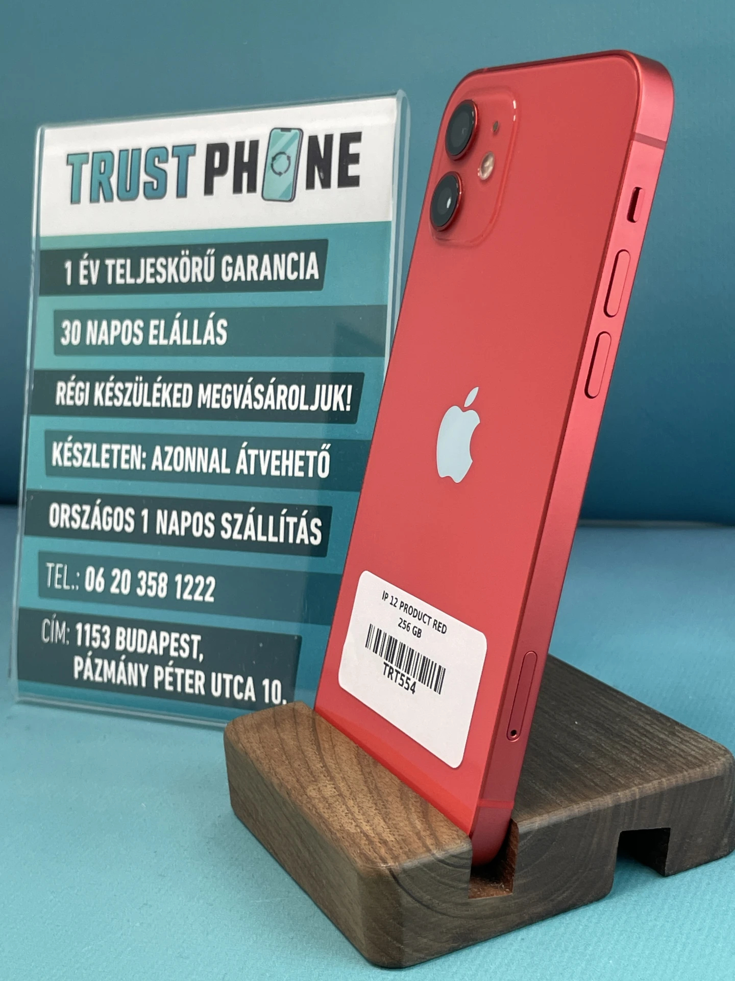 !! 1 ÉV GARANCIA !! iPhone 12 PRODUCT RED 256 GB – TRT554 – 100% AKKU