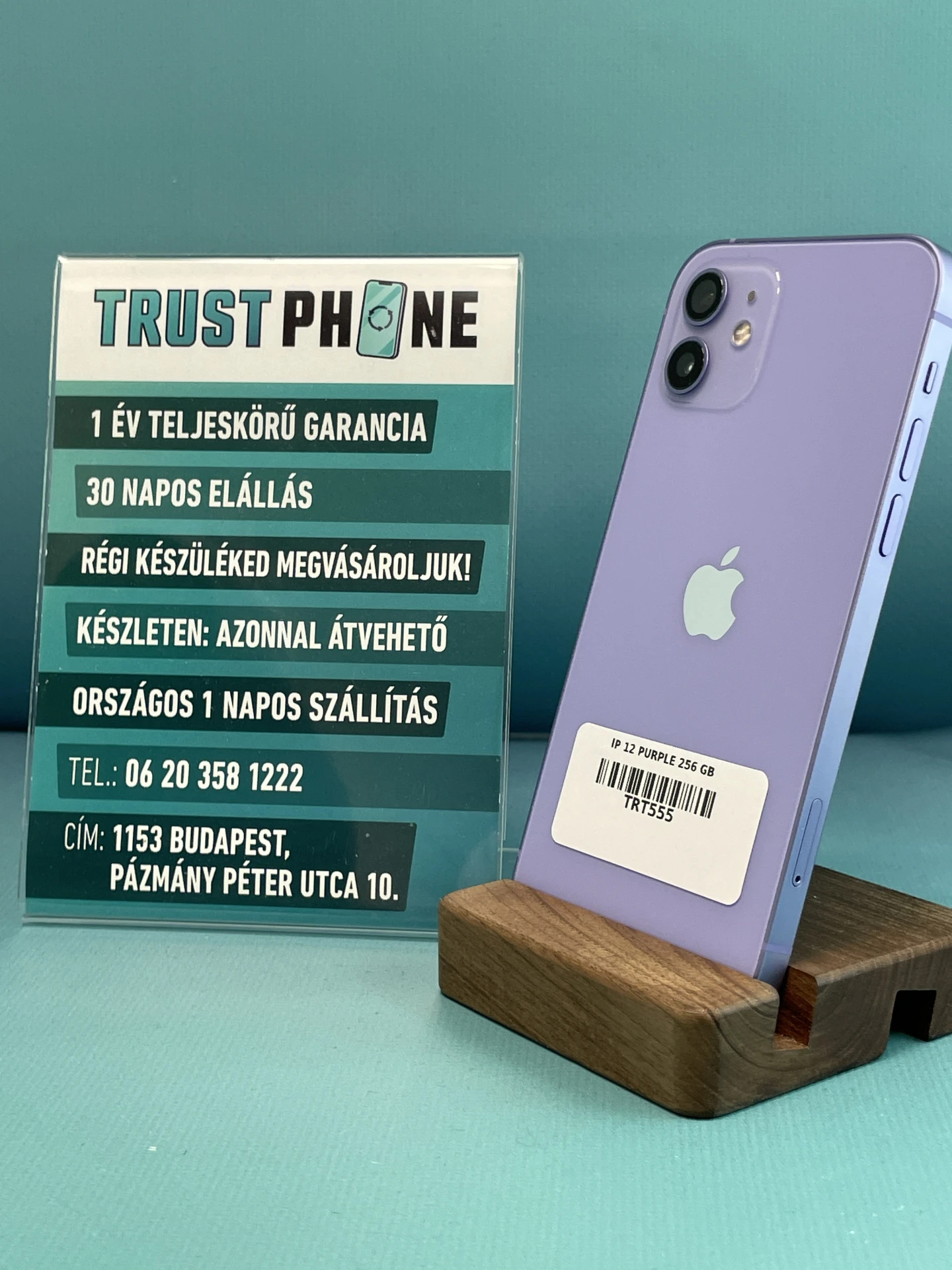 !! 1 ÉV GARANCIA !! iPhone 12 Purple 256 GB – TRT555 – 100% AKKU