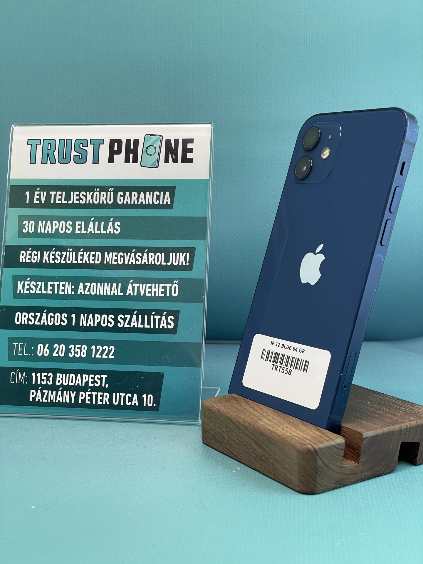 !! 1 ÉV GARANCIA !! iPhone 12 Blue 64 GB – TRT558 – 100% AKKU