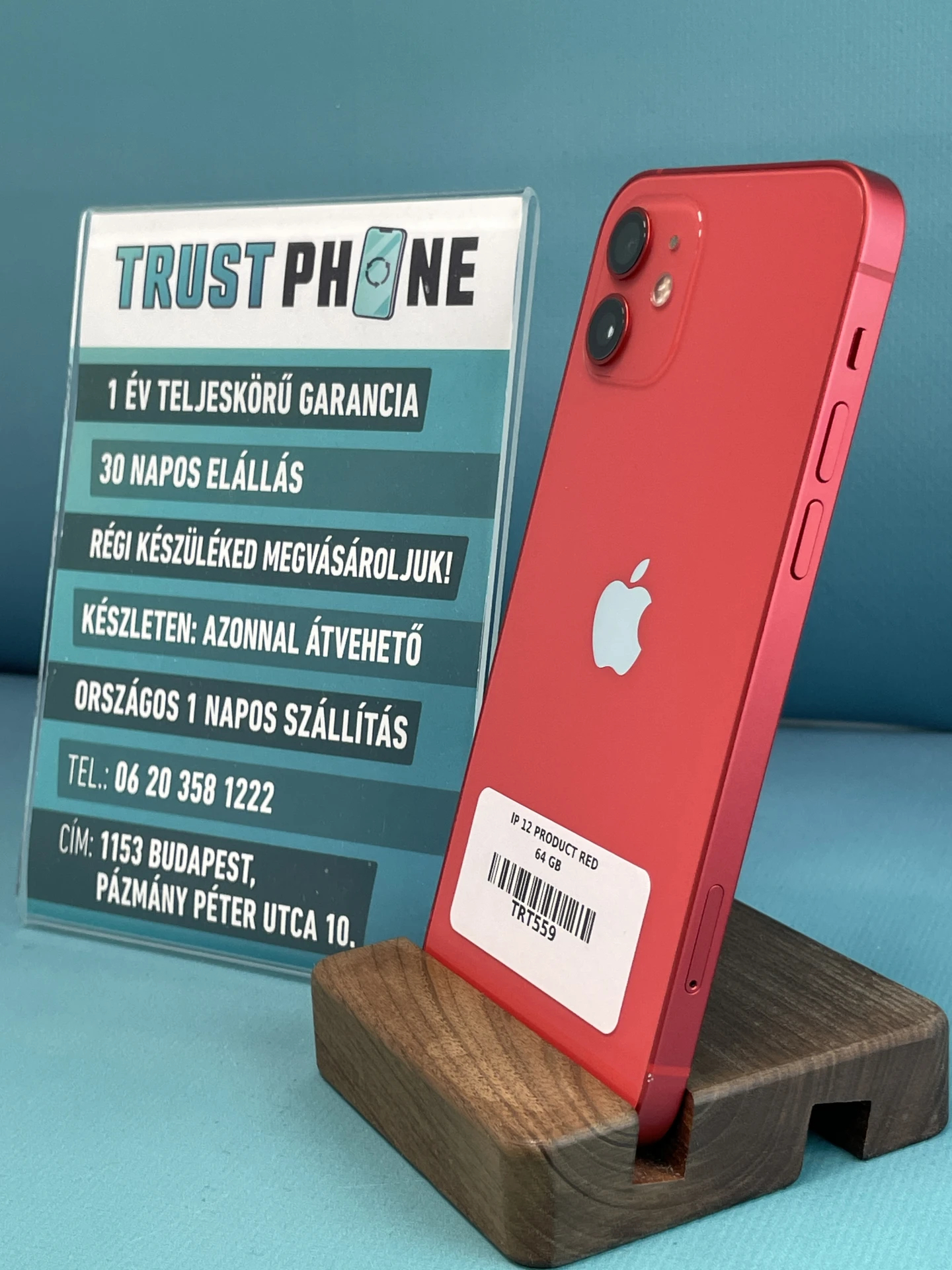 !! 1 ÉV GARANCIA !! iPhone 12 PRODUCT RED 64 GB – TRT559 – 92% AKKU