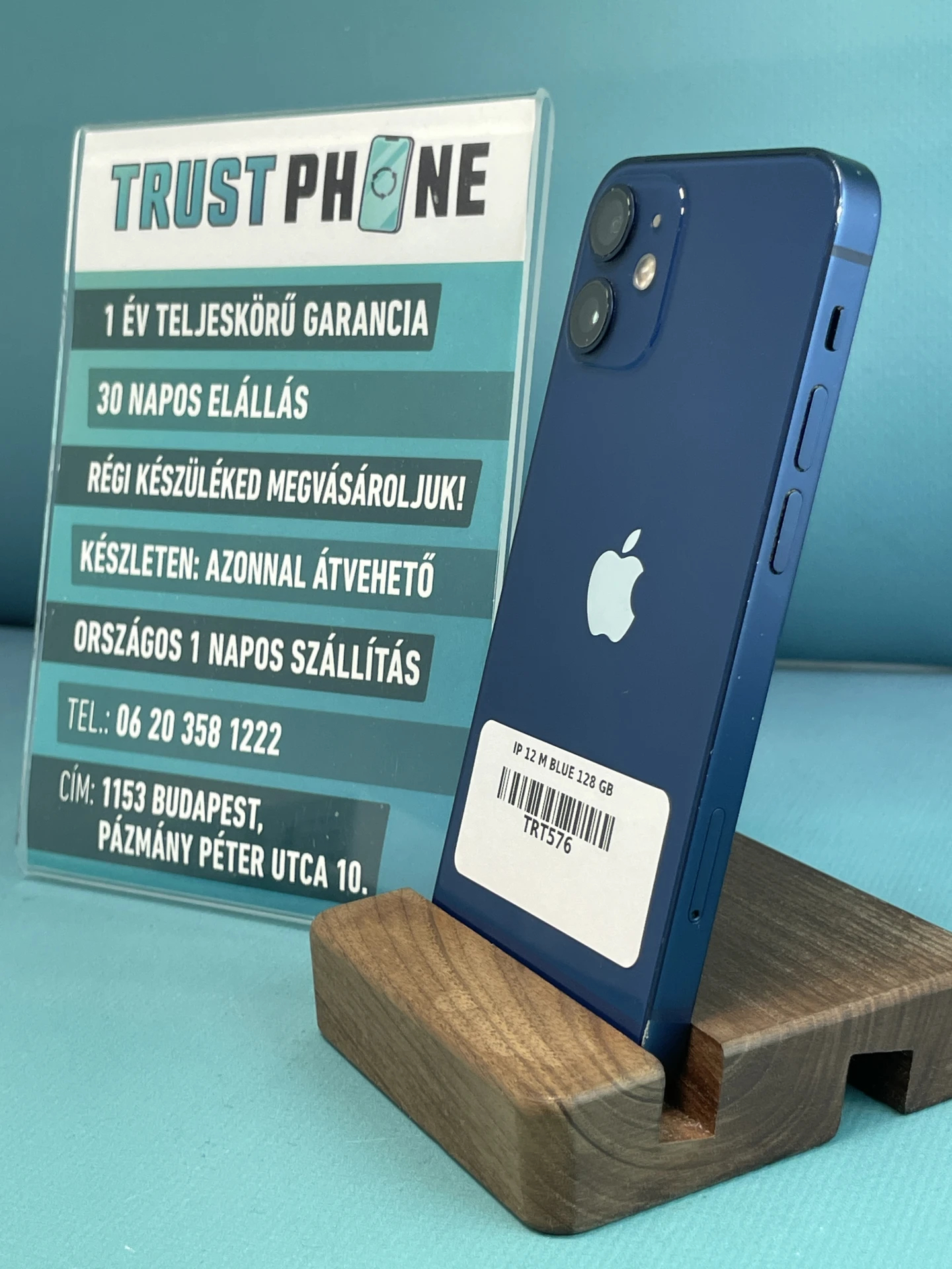 !! 1 ÉV GARANCIA !! iPhone 12 Mini Blue 128 GB – TRT576 – 100% AKKU