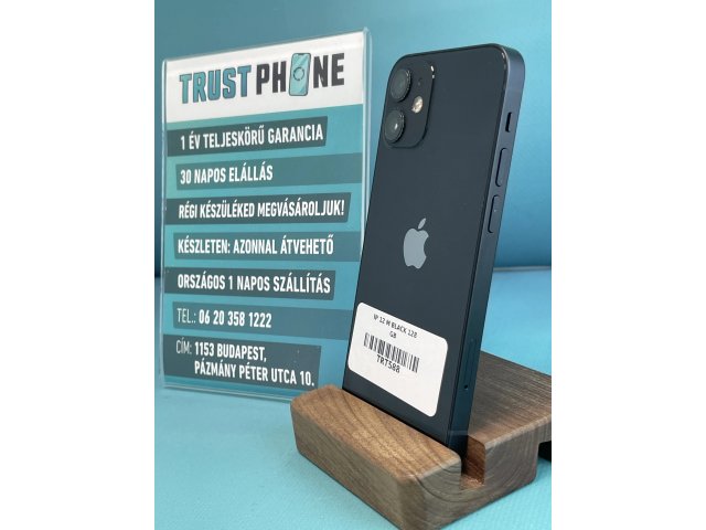 !! 1 ÉV GARANCIA !! iPhone 12 Mini Black 128 GB – TRT588 – 100% AKKU