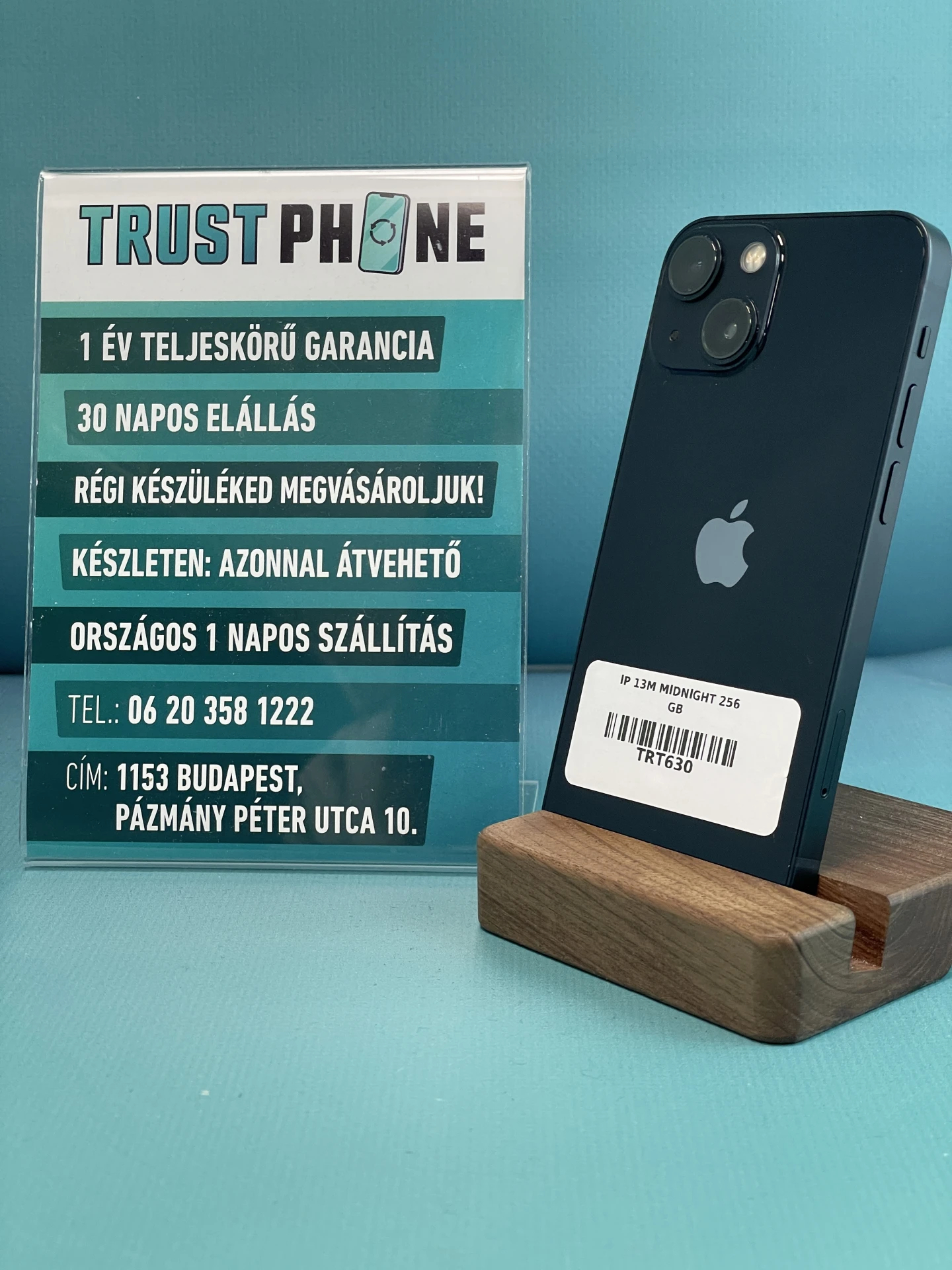 !! 1 ÉV GARANCIA !! iPhone 13 Mini Midnight 256 GB – TRT630 – 100% AKKU