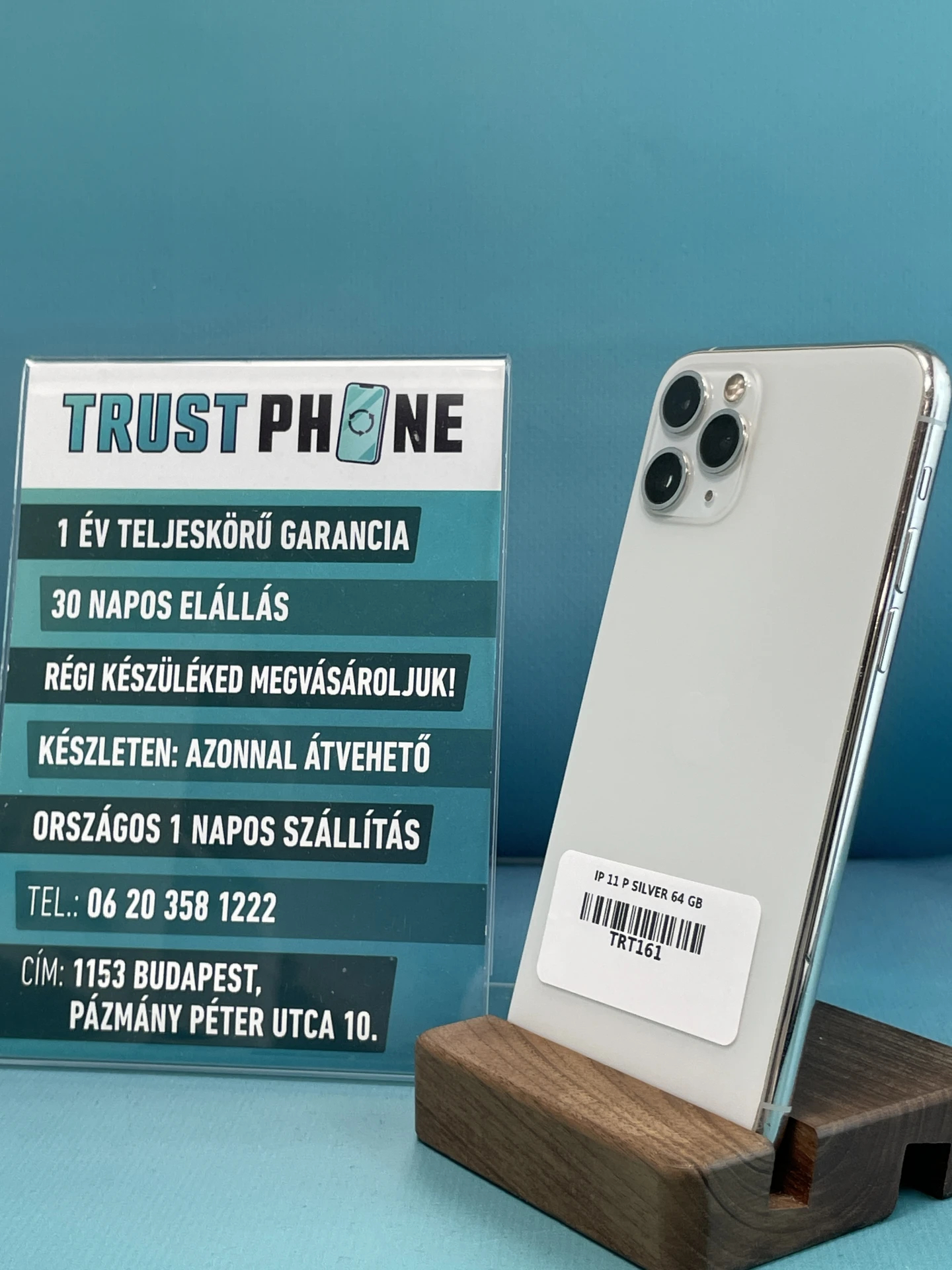 !! 1 ÉV GARANCIA !! iPhone 11 Pro Silver 64 GB – TRT161 – 100% AKKU