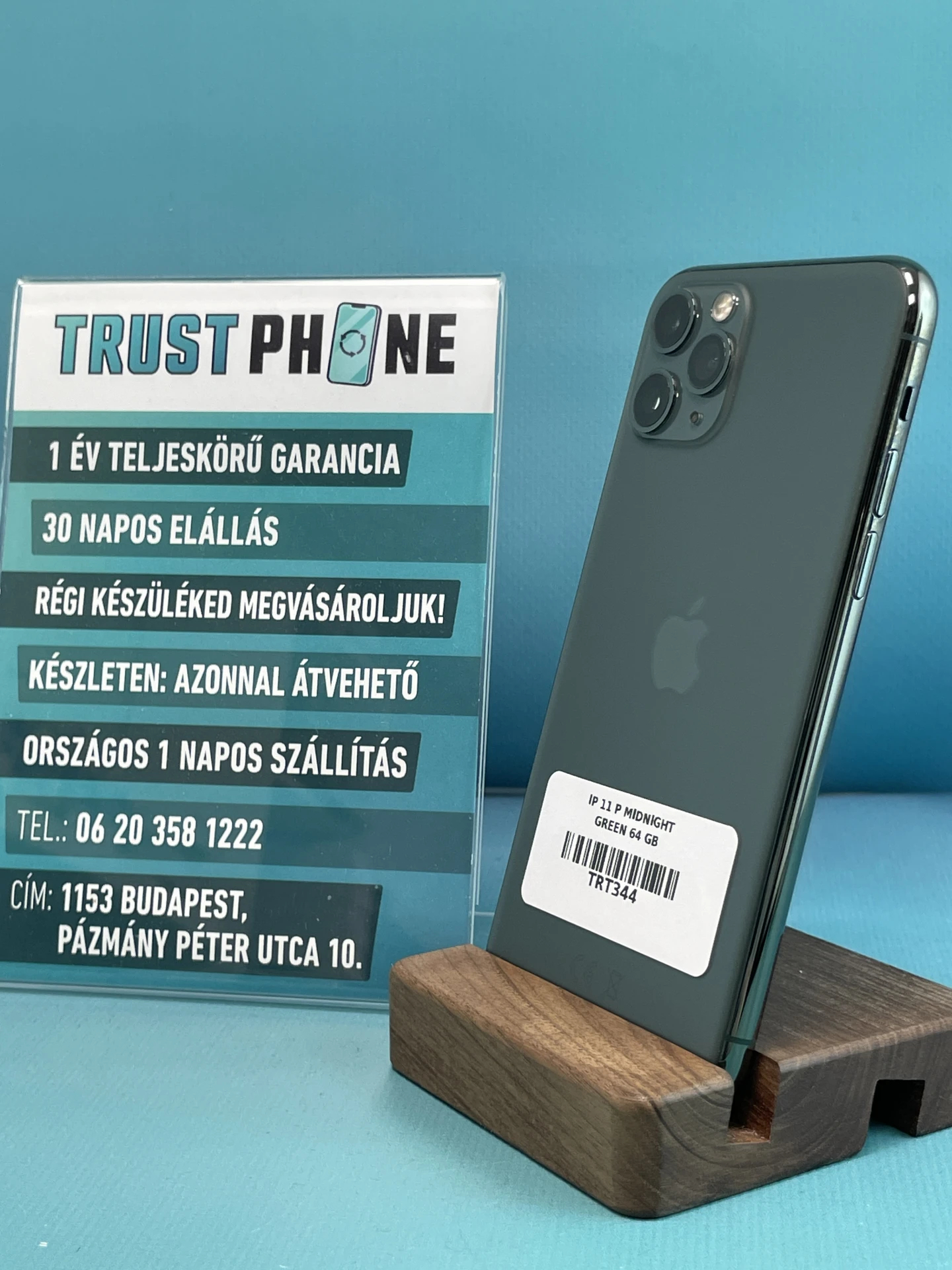 !! 1 ÉV GARANCIA !! iPhone 11 Pro Midnight Green 64 GB – TRT344 – 100% AKKU