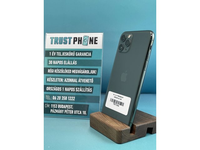 !! 1 ÉV GARANCIA !! iPhone 11 Pro Midnight Green 64 GB – TRT344 – 100% AKKU