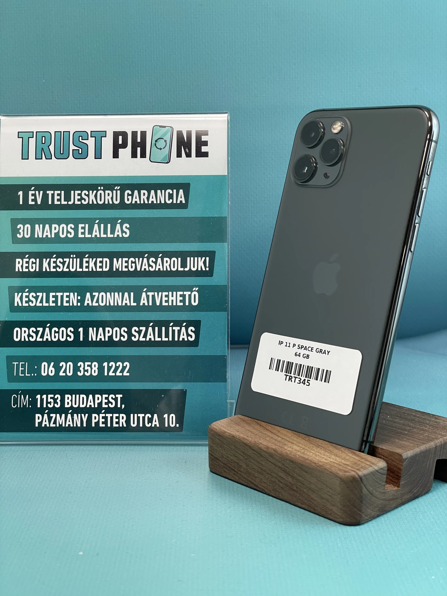 !! 1 ÉV GARANCIA !! iPhone 11 Pro Space Gray 64 GB – TRT345 – 100% AKKU