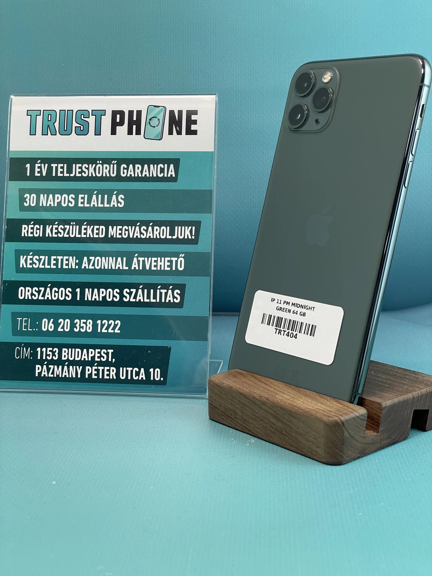 !! 1 ÉV GARANCIA !! iPhone 11 Pro Max Midnight Green 64 GB – TRT404 – 100% AKKU